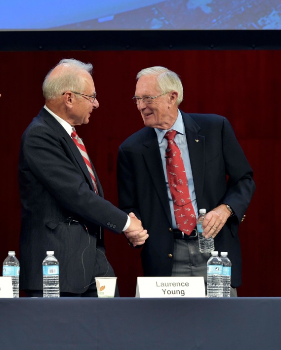 Larry Young with his former student, Charlie Duke.